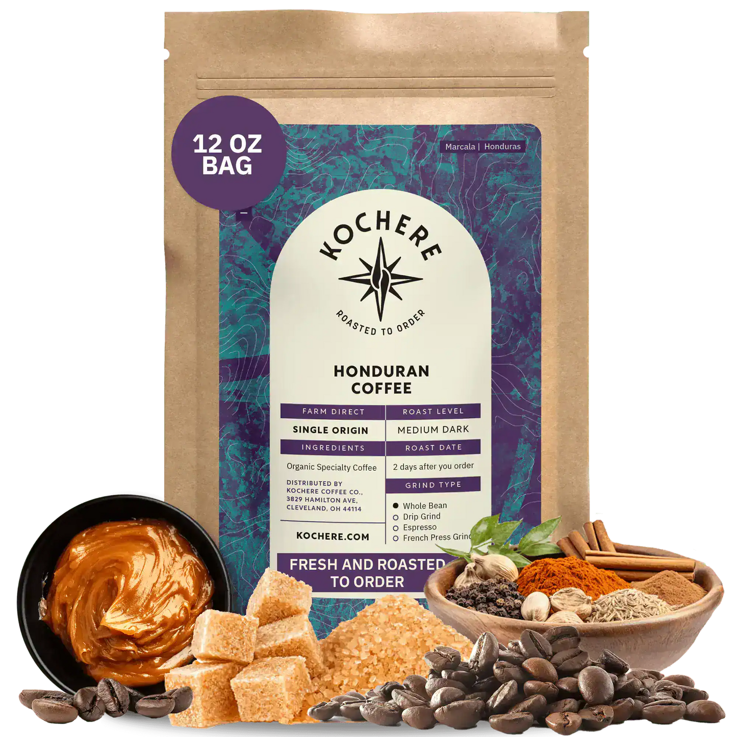 Kochere Coffee Honduran Marcala Organic Medium Roast - Caramel, Spice, Brown Sugar Notes
