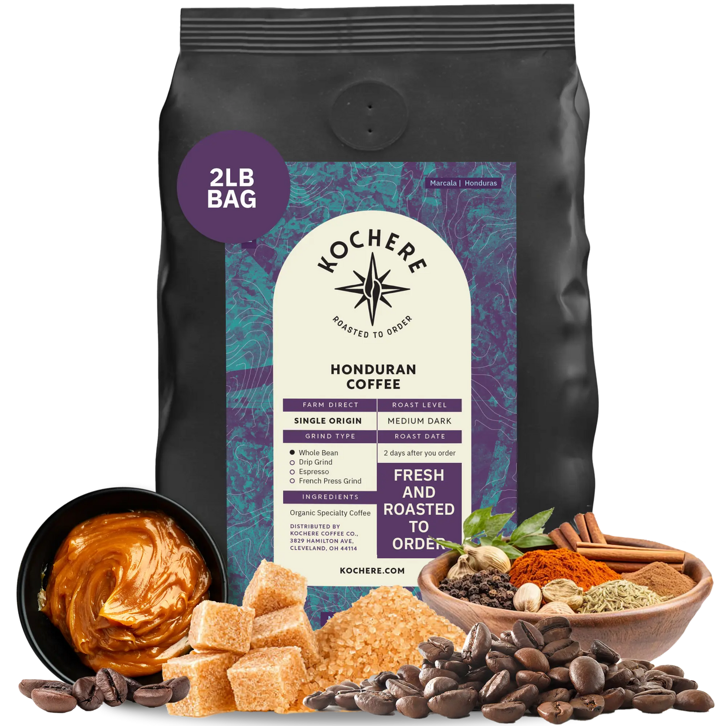 Kochere Coffee Honduran Marcala Organic Medium Roast - Caramel, Spice, Brown Sugar Notes